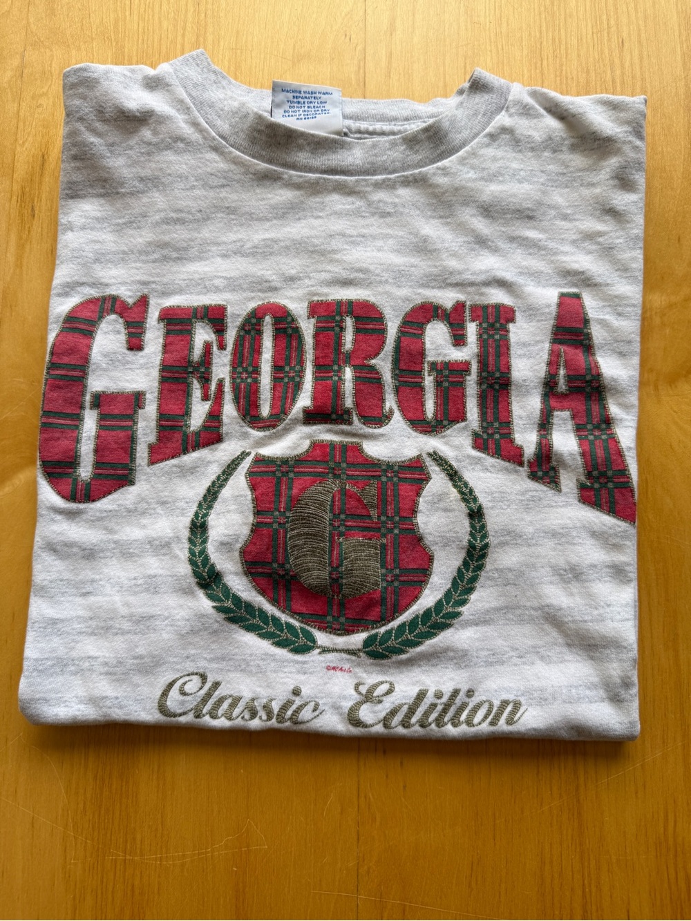 Vintage Georgia Classic Edition T Shirt XL USA Made Plaid Graphic Tee 90s